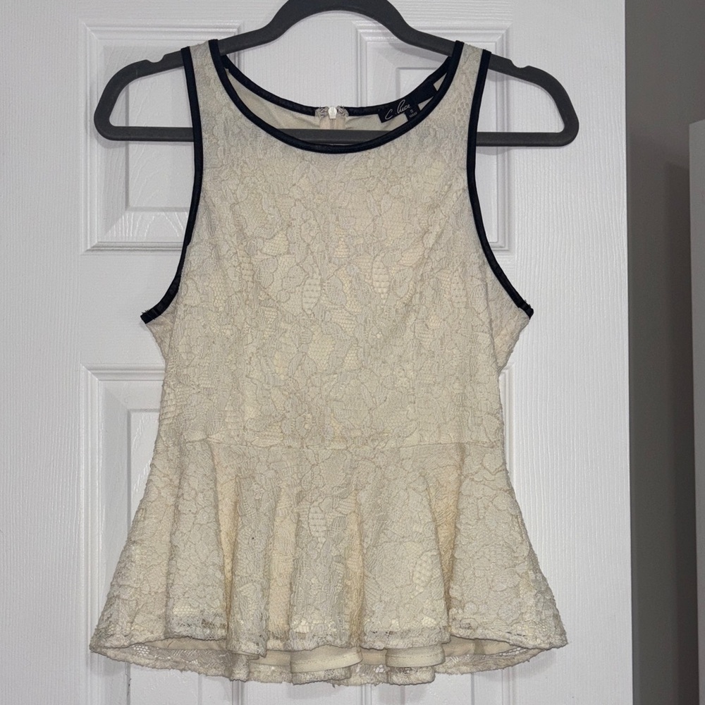 Elegant Cream Lace Peplum Top